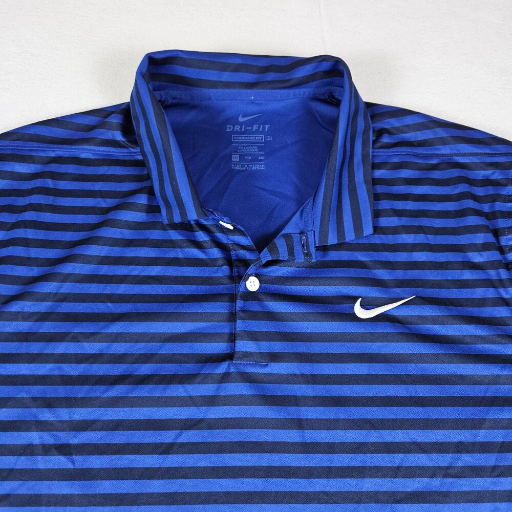 Nike Logo Polo Shirt Men XXL Stripe Dri-Fit Stretch Golf Performance CU9858 Logo - Picture 4 of 11